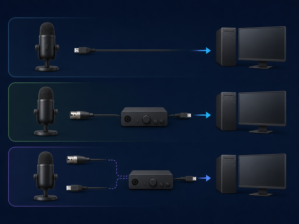 Схема подключения USB, XLR и USB XLR микрофона для стрима