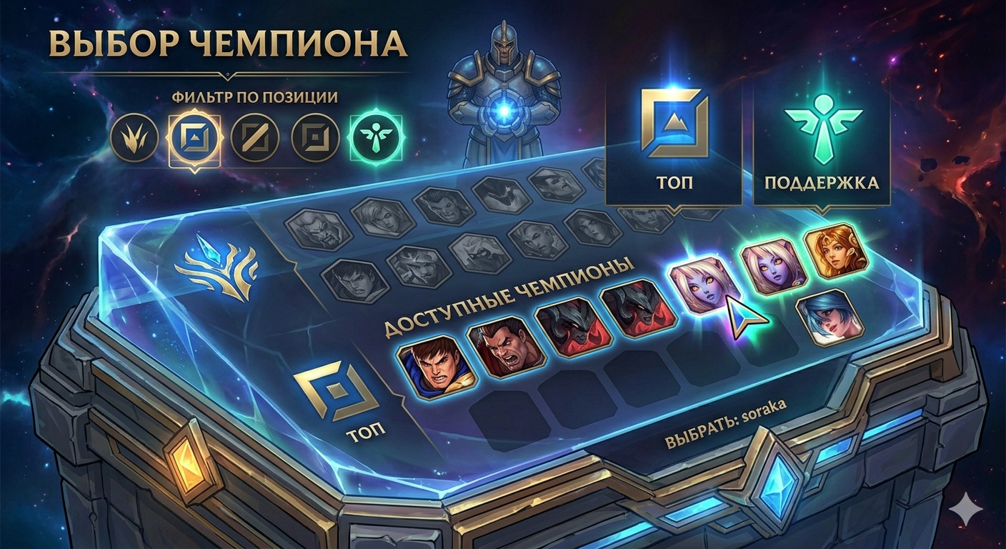 Выбор чемпиона по ролям в League of Legends