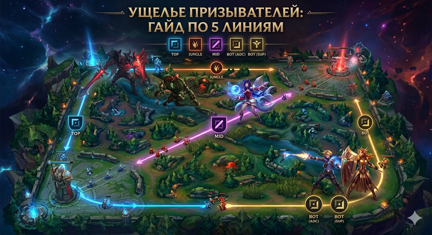 Роли в League of Legends: полный гайд по линиям — Топ, Джангл, Мид, АДК и Саппорт